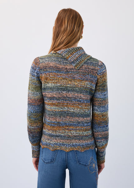 FDJ - SPACE DYE POINTELLE DETAIL SWEATER - 1489306