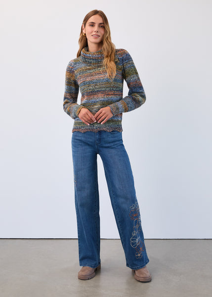 FDJ - SPACE DYE POINTELLE DETAIL SWEATER - 1489306