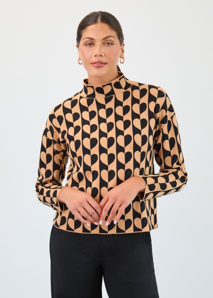 FDJ - LOVE JACQUARD MOCK NECK SWEATER - 1893578