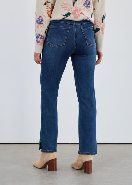 FDJ - STATEMENT DENIM- PULL-0N STRAIGHT ANKLE W/SIDE STUDS JEAN - 2477669
