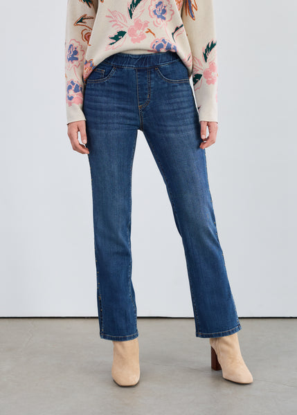FDJ - STATEMENT DENIM- PULL-0N STRAIGHT ANKLE W/SIDE STUDS JEAN - 2477669