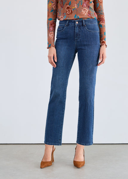 FDJ - STATEMENT DENIM - OLIVIA METALLIC PINSTRIPE STRAIGHT ANKLE JEAN - 2507779