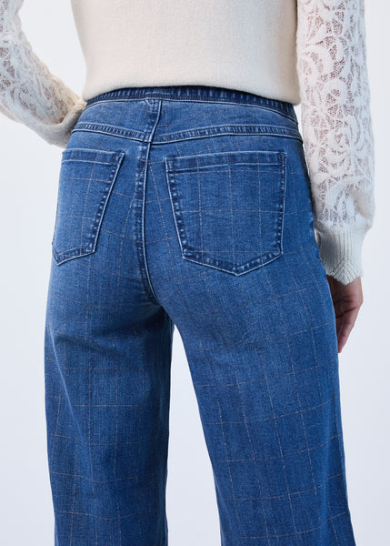 FDJ -SILVER METALLIC CHECK PULL ON WIDE LEG JEAN - 2931669