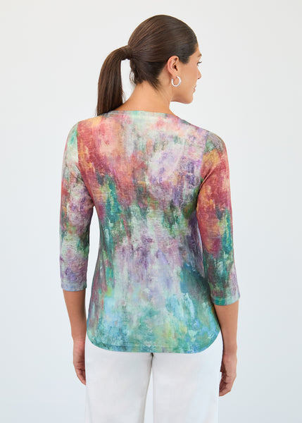 FDJ - FLORAL BLUR PRINT 3/4 SLEEVE TOP - 3139451