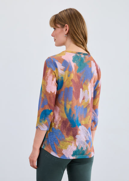 FDJ - ABSTRACT PAINT STROKE 3/4 SLEEVE TOP - 3263451