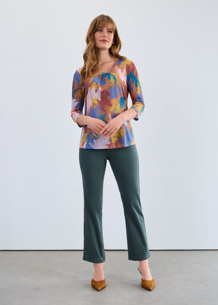 FDJ - ABSTRACT PAINT STROKE 3/4 SLEEVE TOP - 3263451