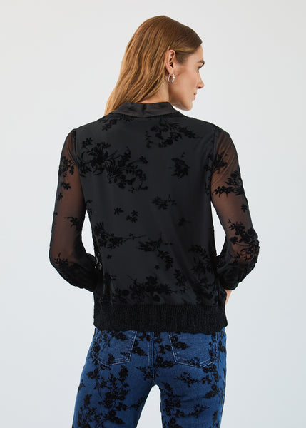 FDJ - BLACK  FLOCKED MESH TOP - 3345226