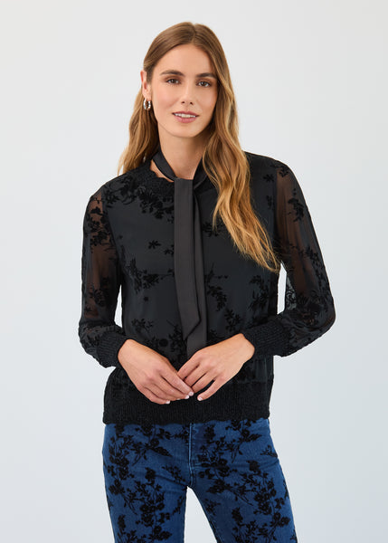 FDJ - BLACK  FLOCKED MESH TOP - 3345226