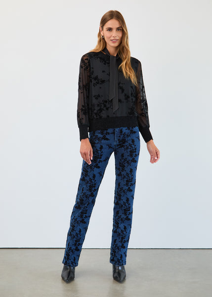 FDJ - BLACK FLOCKED MESH 2PCS CARDIGAN SET - 1062226