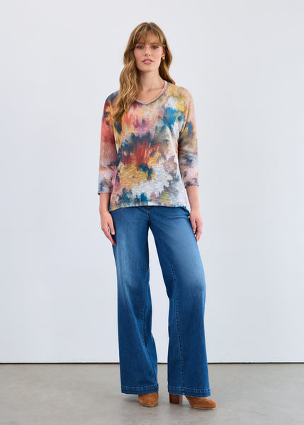 FDJ - FALL BOUQUET 3/4 SLEEVE TOP - 3705955