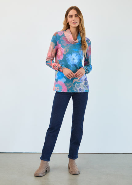 FDJ - BOTANICAL PRINT SOFT COWL TOP - 3866742 - 2 Colours
