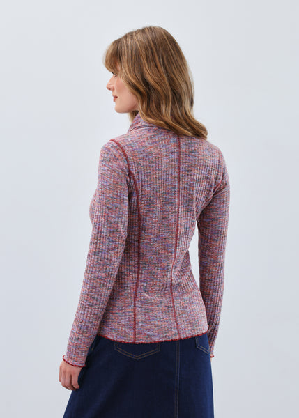 FDJ - MULTI SPACE DYE COWL NECK TOP - 3996553