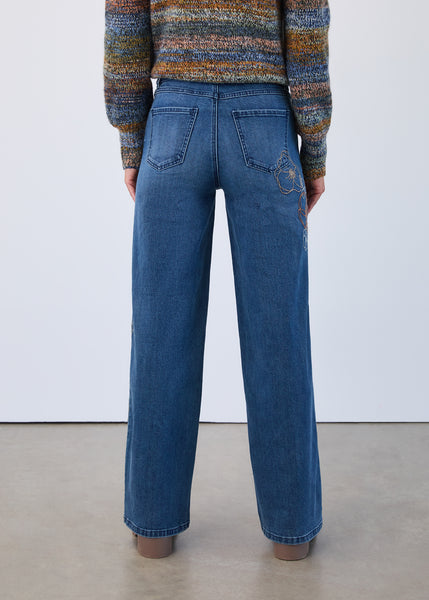 FDJ - STATEMENT DENIM - CHRISTINA EMBROIDERED WIDE LEG JEAN - 5346779
