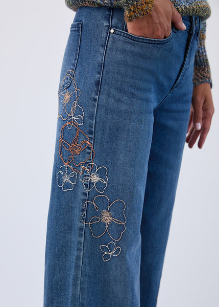 FDJ - STATEMENT DENIM - CHRISTINA EMBROIDERED WIDE LEG JEAN - 5346779