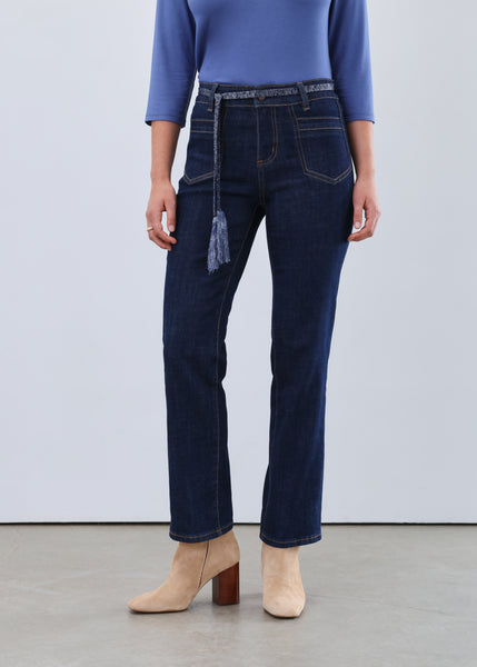 FDJ - CROSSHATCH DENIM CHRISTINA STRAIGHT ANKLE W/ REMOVABLE BELT -5370809