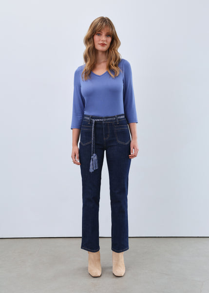 FDJ - CROSSHATCH DENIM CHRISTINA STRAIGHT ANKLE W/ REMOVABLE BELT -5370809