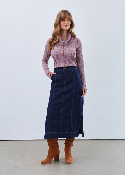 FDJ - LIGHTWEIGHT AUTHENTIC DENIM COLUMN MIDI SKIRT - 6778843