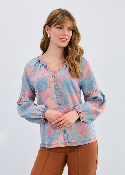 FDJ - CHAMBRAY PRIMROSE HILL PRINT SHIRT - 7674846