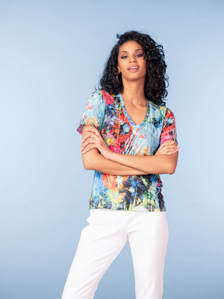 ALISON SHERI - AQUA PRINT TOP - A47437 – The Little Change Room