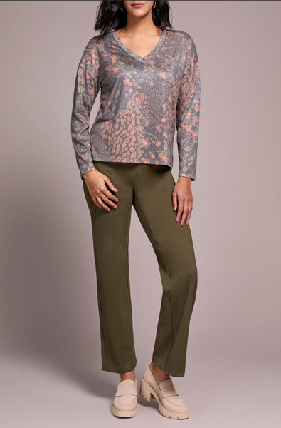 TRIBAL - PRINT V NECK KNIT TOP - 6002O-4214- 3 Colours