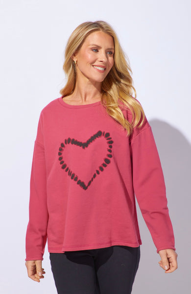 ESCAPE - SHIBORI FLEECE HEART PULLOVER - E44501