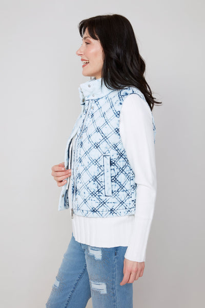 RENUAR - SNOW WASHED COTTON QUILTED VEST - R3908L-E3035