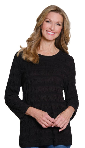 MULTIPLES -BLACK  BUBBLE KNIT TOP - M35104TM