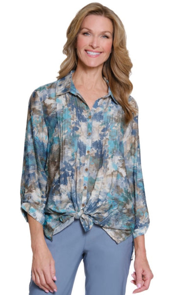 MULTIPLES - PRINTED CRINKLE SHIRT - M35404BM