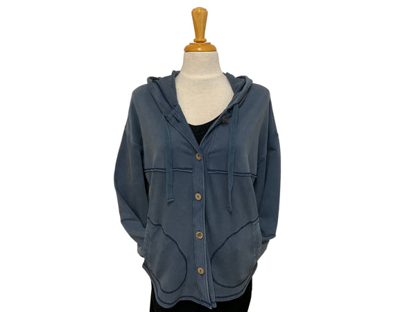 ESCAPE - MIXED TEXTURE HOODIE JACKET  - E26535 - 2 Colours