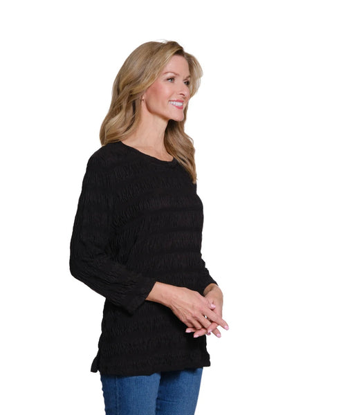 MULTIPLES -BLACK  BUBBLE KNIT TOP - M35104TM