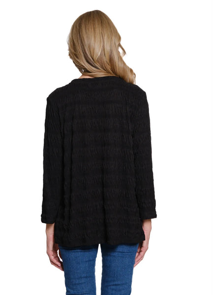 MULTIPLES -BLACK  BUBBLE KNIT TOP - M35104TM