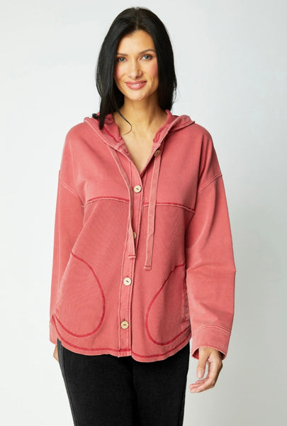 ESCAPE - MIXED TEXTURE HOODIE JACKET  - E26535 - 2 Colours