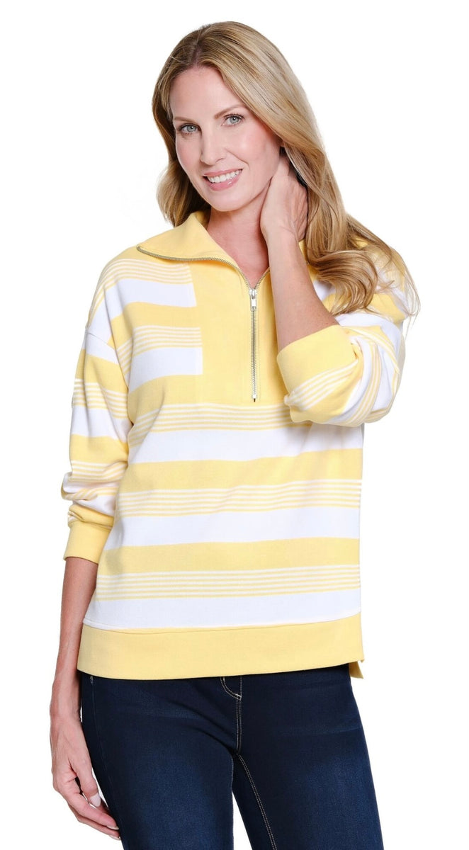 MULTIPLES - 1/4 ZIP STRIPE TOP - M16504 – The Little Change Room