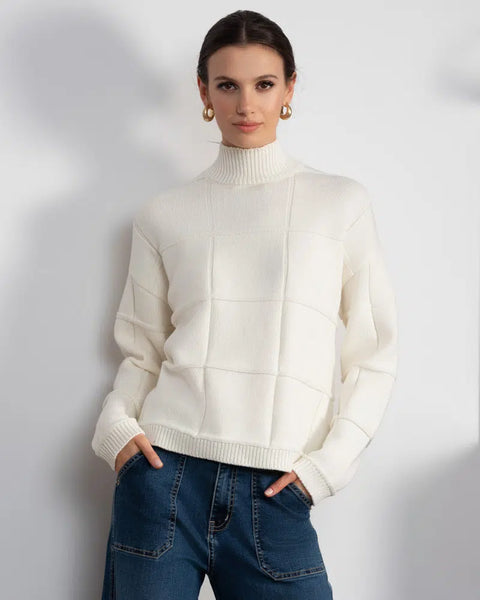 ALISON SHERI - WINDOW PANE MOCK NECK SWEATER - A46265 - 2 colours