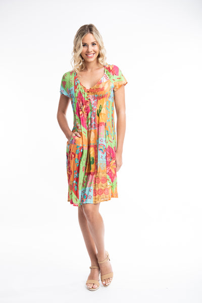 ORIENTIQUE - AIYA NAPA - TROPICAL FLORAL EASY FIT DRESS - 3074