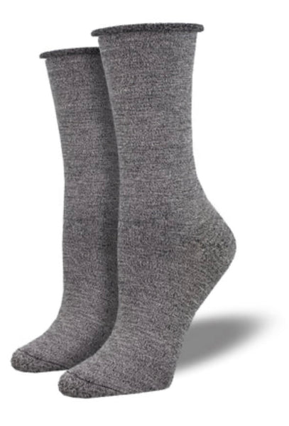 SOCKSMITH SOCKS - BAMBOO SOLID ROLL TOP CREW SOCKS -  4 COLOURS