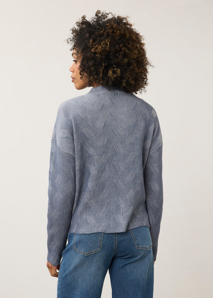 FDJ - WAVE KNIT FUNNEL NECK COTTON SWEATER - 1048314