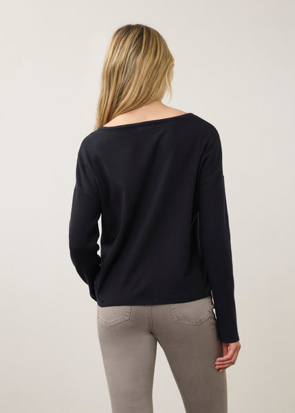 FDJ - NOTCH NECK RIB SLEEVE SWEATER - 1056212- 3 Colours
