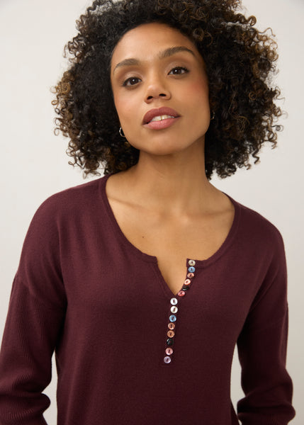 FDJ - NOTCH NECK RIB SLEEVE SWEATER - 1056212- 3 Colours