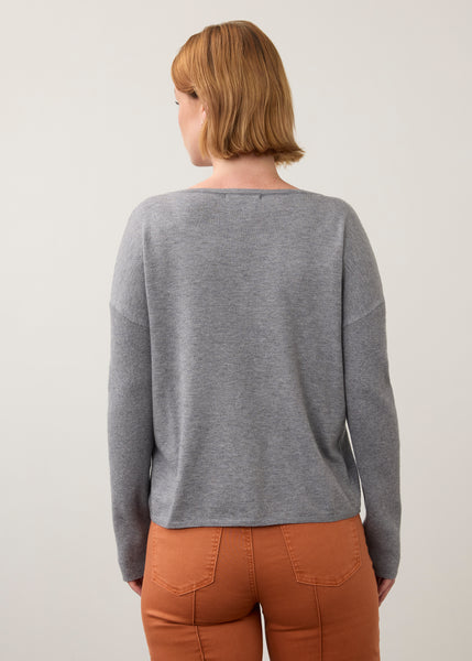 FDJ - NOTCH NECK RIB SLEEVE SWEATER - 1056212- 3 Colours