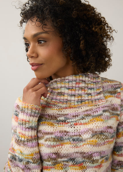 FDJ - LAYERED SPACE DYE ENVELOPE COLLAR SWEATER - 1085117
