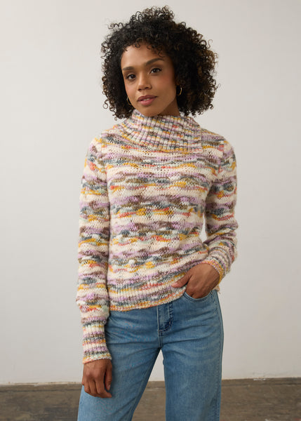 FDJ - LAYERED SPACE DYE ENVELOPE COLLAR SWEATER - 1085117