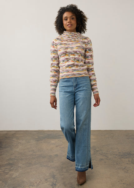 FDJ - LAYERED SPACE DYE ENVELOPE COLLAR SWEATER - 1085117