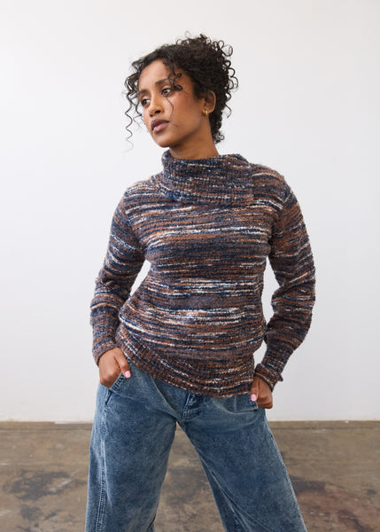 FDJ - BOUCLE SPACE DYE ENVELOPE COLLAR SWEATER - 1085874