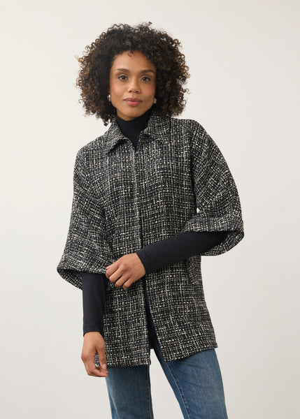 FDJ - TWEED BLACK / IVORY PONCHO JACKET - 11107918