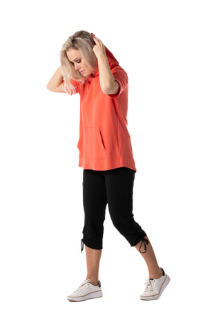 PURE ESSENCE- ECO LUX BAMBOO COMFORT WAIST CAPRI W/ RUCHING DETAIL - 112-2347- 3 Colours