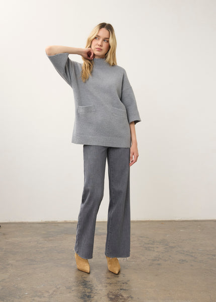 FDJ - COZY YARN MOCK NECK 3/4 SLEEVE SWEATER - 1189223 - 2 Colours
