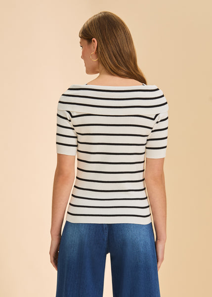 FDJ -BOATNECK STRIPE SWEATER - 1193764 - 2 Colours