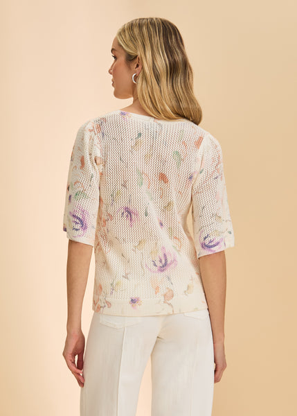 FDJ - DELICATE PRINT ELBOW BELL SLEEVE SWEATER - 1203624