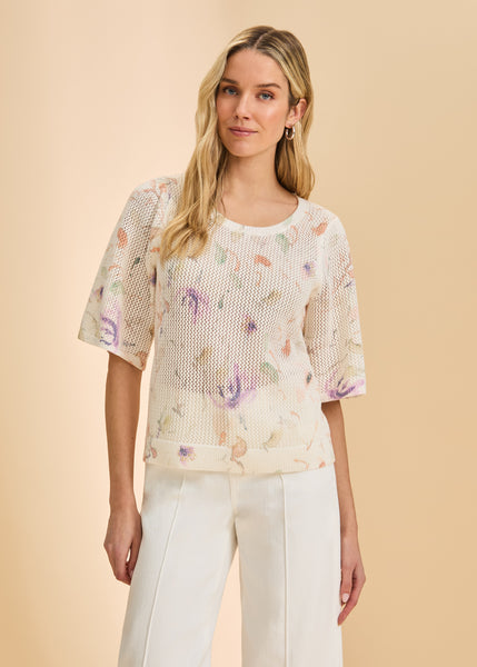 FDJ - DELICATE PRINT ELBOW BELL SLEEVE SWEATER - 1203624